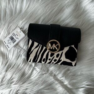 NWT Michael Kors Carmen Medium Flap Leather & Calf Hair Bifold Wallet